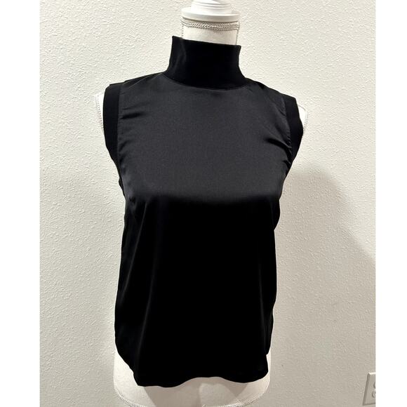 Sanctuary Womens Sleeveless Funnel Neck Black Top XXS Fashioned Cozy Pullover - Picture 1 of 5